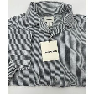 Thom Aaron Men's Medium Striped Seersucker Camp Shirt Short Sleeve Casual‎